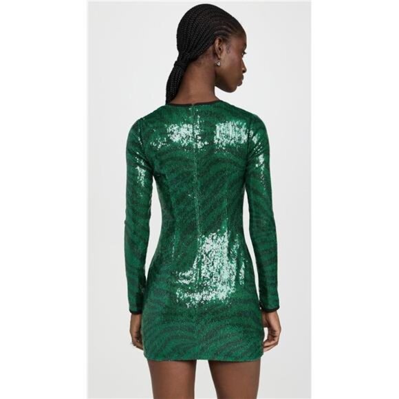 The Wolf Gang Brillo Sequin Dress Emerald Wicked Holiday Sorority Jewel Tone - Picture 3 of 7